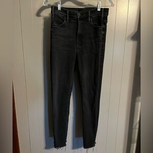 Mother Black Skinny jeans distressed raw hem
